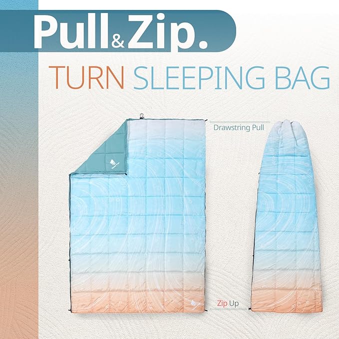 GEERTOP Lightweight Outdoor Camping Blankets for Adults, Compact Travel Blanket for Hiking Backpacking All Weather Sleeping Bag Quilt for Beach, Park, Stadium