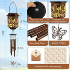 Solar Lanterns with Wind Chimes - Garden Decor Set Includes Greeting Card & Gift Wrap Paper, Patio Yard Birthday Gifts for Women, Solar Lanterns Outdoor Waterproof (Butterfly)