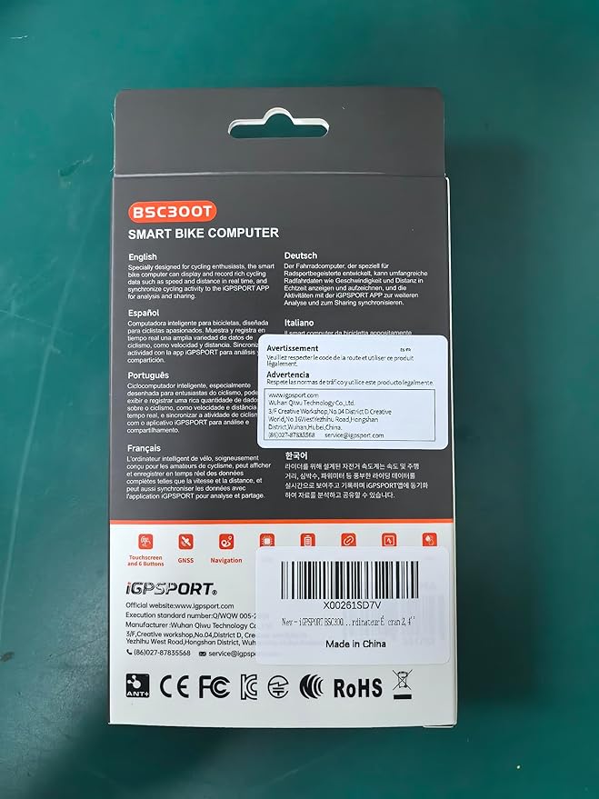 iGPSPORT BSC300T Wireless Bike Computer GPS, Touchscreen Offline MAP Navigation Off Course Warning Compatible with Insta 360, for Ebike Road Bike MTB