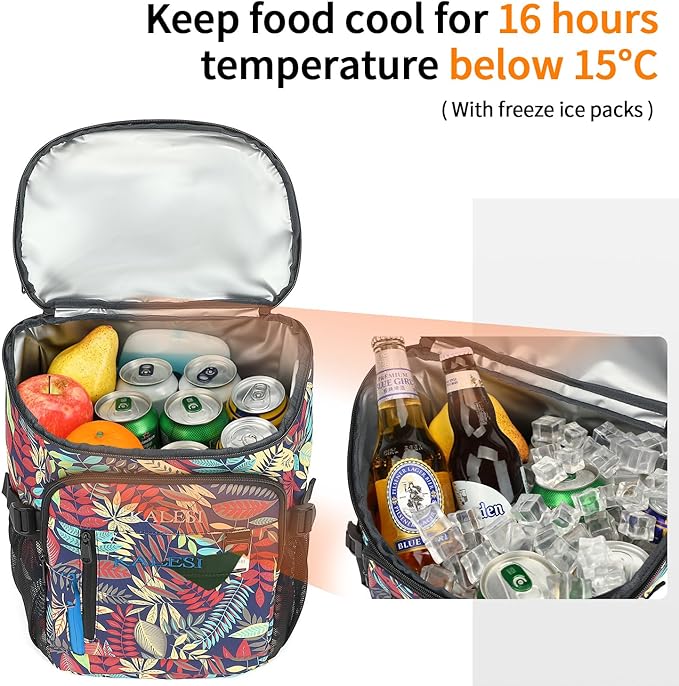 Kalesi Cooler Backpack 36 Cans Lightweight Insulated Backpack Cooler Leak-Proof Travel Camping Lunch Backpack Outdoor Cutlery Backpack for Men and Women