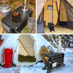 Camping Tent Stove – Portable Wood Burning Stove for Outdoor Camping, Hiking, Ice Fishing, and Hunting – Lightweight & Compact Design, Durable Stainless Steel Construction with Chimney Pipe