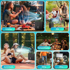 Misting Fan Portable 42800mAh Rechargeable with Remote Control, Mist Fan with 3 LED Light & Stepless Speed Control & Cooling Spray with 6L Bucket, Timer Function, Portable Handle, Rotate Hanging Hook