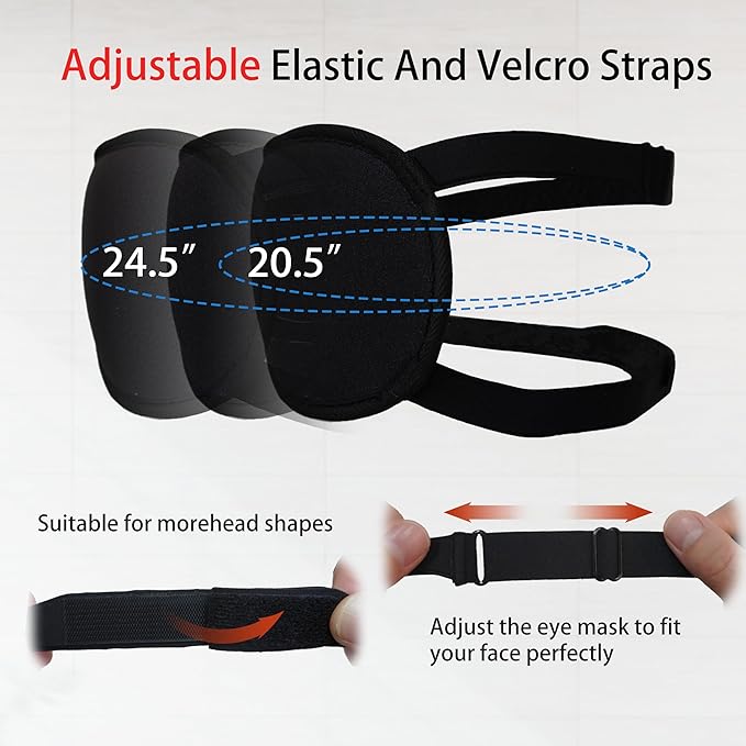 3D Blackout Sleep Mask - Zero Pressure Eye Mask with Double Adjustable Strap, Soft Breathable Lycra Fabric, Perfect for Side Sleepers, Travel, Yoga & Nap - Unisex Design (Black)