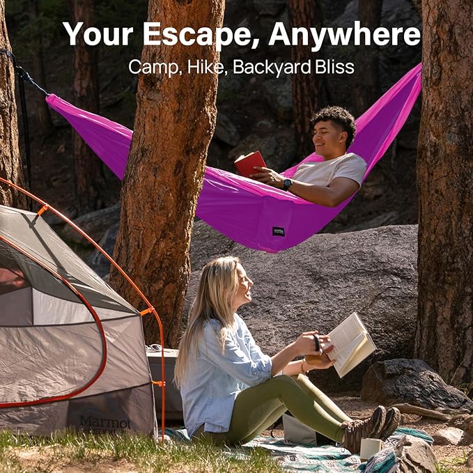 Kootek Camping Hammock, Portable Hammocks with Tree Straps & Attached Carry Bag, Camping Essentials Gear, Perfect for Outside Indoor Hiking Beach Backpack Travel