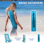 Beach Chairs for Adults 2 Pack,Heavy Duty Folding High Back Camping Chairs w/Cooler Bag,Mesh Back,Cup Holder & Storage Bag,Compact Sling Chair for Lawn,Picnic,Travel,Blue