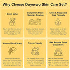DOYEEWO Skin Care Set,6Pcs Women Teen Glass Skincare w/Korean Rice Extract,Hydrate Glow Repair Anti-Aging Facial Routine Kit Self Care Gifts for Women Mom Wife Teenage Girl Valentines Christmas Gifts