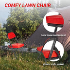 Mini Padded Folding Chairs, Garage Stool, Portable Camping Chair with Cushion, Lightweight Lawn Chair, for Outdoor Sports Events, Patio, Fishing, Hiking, Hunting, Picnic, Beach, Red