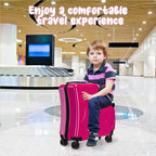 Kids Ride On Suitcase with Wheels, Scooter Luggage for Toddlers Travel, Durable Children's Suitcase for Boys & Girls Ages 2-15 Years Rose Red