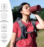 Bambaw 750 ml Metal Water Bottle, Red Sports Bottle, Non-Insulated Water Bottle, Stainless Steel Bottle 750 ml, BPA-Free Bottle, Reusable Bottle – Cherry Red