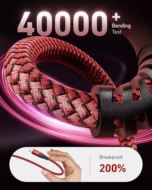 USB A to USB C Cable Fast Charging [2 Pack 6FT], USB to USB C Cable for Car, Durable Braided USB Type C iPhone Charger USBC Cord for iPhone 17/16/15/Pro Max/Plus, Samsung Galaxy S23 and More-Red