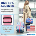 Luggage Straps for Suitcases - TSA Approved - Pink, 4 PK - Premium Nylon Belts for Suitcase, Briefcase & Travel Bag - Adjustable Strap Length 46" - 78"