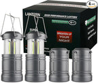 Camping Lantern, Battery Powered LED Lanterns for Hurricane Power Outage, 4 Pack