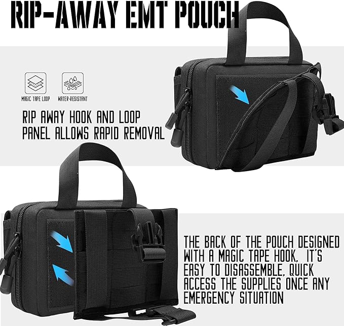 Upgrade Molle Rip Away Ifak Pouch, Tactical Small Belt First Aid Pouch Medical Utility EMT Pouch Only