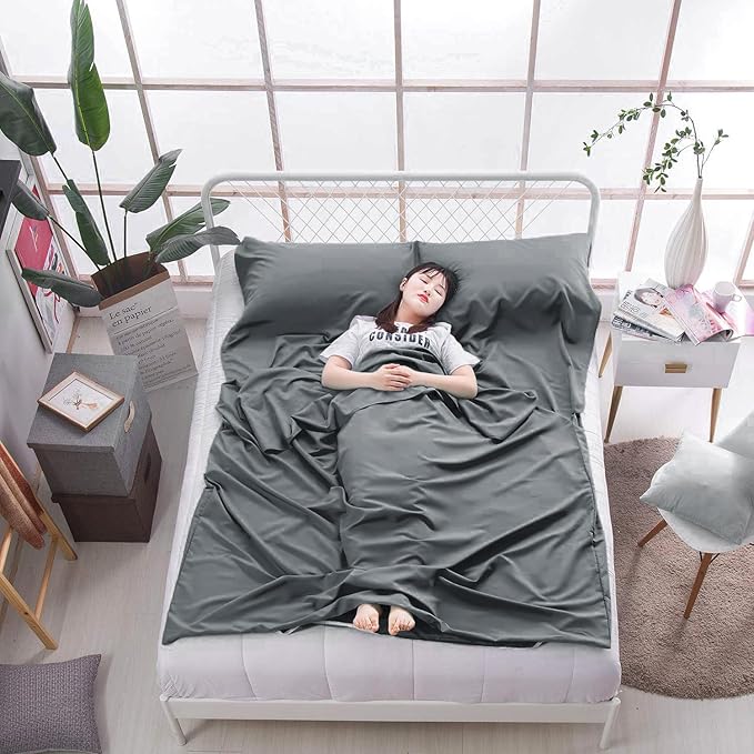 Sleeping Bag Liner Lightweight Compact Sleeping Bag Sack Portable Clean Travel Sheet Camping Sleep Sheet for Backpacking Hotel Hiking