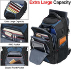 KROSER Travel Laptop Backpack 17.3 Inch XL Computer Backpack with Hard Shell Saferoom RFID Pockets Water-Repellent Business College Daypack Stylish Bag for Men/Women-Black Haze Blue