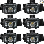 LUXPRO LP345V2 LED Headlamp - Bright 300 Lumen Head Lamp for Outdoors, Camping & Hiking - 6 Light Modes White, Green & Red Light - IPX4 Waterproof - Adjustable Headband - Batteries Included - 6 Pack