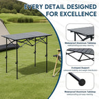LOFTEY Folding Camping Table, Adjustable Height Aluminum Camp Table with Roll Up Top, Lightweight with Carry Bag, Portable for Camping, Backyard BBQ, Tailgating, 37.4" L x 21.7" W x 32" H, Black