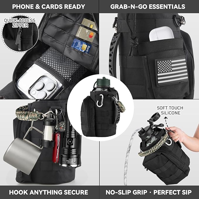 KXIAOCHEN Insulated Water Bottle, Stainless Steel Water Bottle, 2 Lids (Straw and Handle Lid),Wide Mouth Metal Water Bottles Keep Hot and Cold, Double Walled, Thermo Mug, Metal Canteen