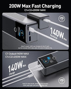 SIXTHGU Laptop Power Bank, 3-Port 20,000mAh Portable Charger with 200W Max Output, PD 3.1 Fast Charging, Flight-Approved for Travel, PowerTower, for MacBook, iPhone 17/16 Series, and More（Beige）