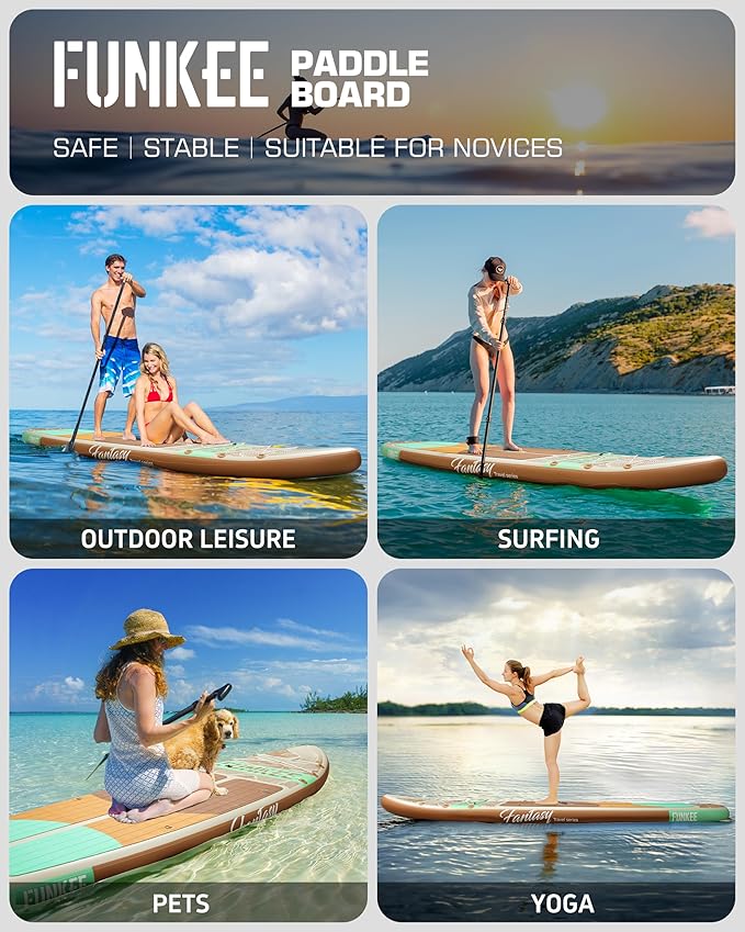 11’×34"×6" Extra Wide Inflatable Stand Up Paddle Board, Sup Board with Removable Fins, Backpack, Floating Paddle, Safety Leash, Floating Phone Case for Adults & Youth of All Skill Levels