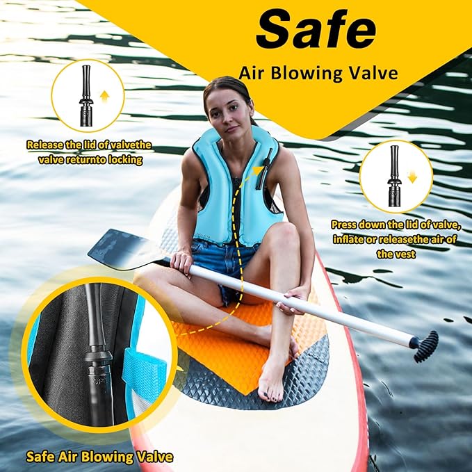 SOLY Inflatable Snorkel Vest for Adults，Snorkeling Vest，Snorkeling Vest for Kayaking Canoeing Water Sports Safety.