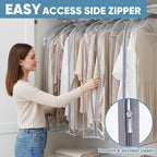BALEINE 48'' Clear Garment Bags, 10.5'' Wide PEVA Suit Bag for Closet Clothes Dresses Suit Coats Storage (Clear, 6PK)