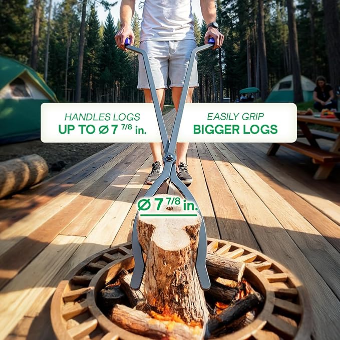 IDZO 40" Fireplace Tongs, Heavy Duty Steel Fire Tongs, Log Grabber, Firewood Tongs & Fire Pit Tools for Fire Pits, Campfires, Fire Rings, Backyard Deck, Suitable for Indoor & Outdoor Use