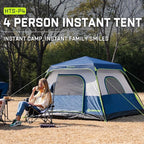 4/6/8 Person Instant Tent, Waterproof Pop Up Tents for Camping with Rainfly, 60 Seconds Easy Setup, Automatic Cabin Tent for Family Camping with Expandable Carry Bag & Upgraded Ventilation