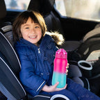 Oldley Insulated Water Bottle 12oz Kids Water Bottles with Straw, Stainless Steel Water Bottle with 2 Lids,Double Wall Vacuum Bottle, Leak-Proof Sports Bottles for School Travel, Rose Red-Green