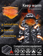 TACVASEN Men's Winter Ski Jacket Waterproof Snow Coats Snowboard Fleece Lining Jacket Warm Parka with Hooded