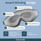 MyHalos® Cotton Sleep Mask - Eye Masks for Sleep - 100% Blackout Sleeping Mask for Women, Men & Side Sleepers - 3D Sleeping Eye Mask for Zero Pressure - Award Winning Design and Eyelash Friendly