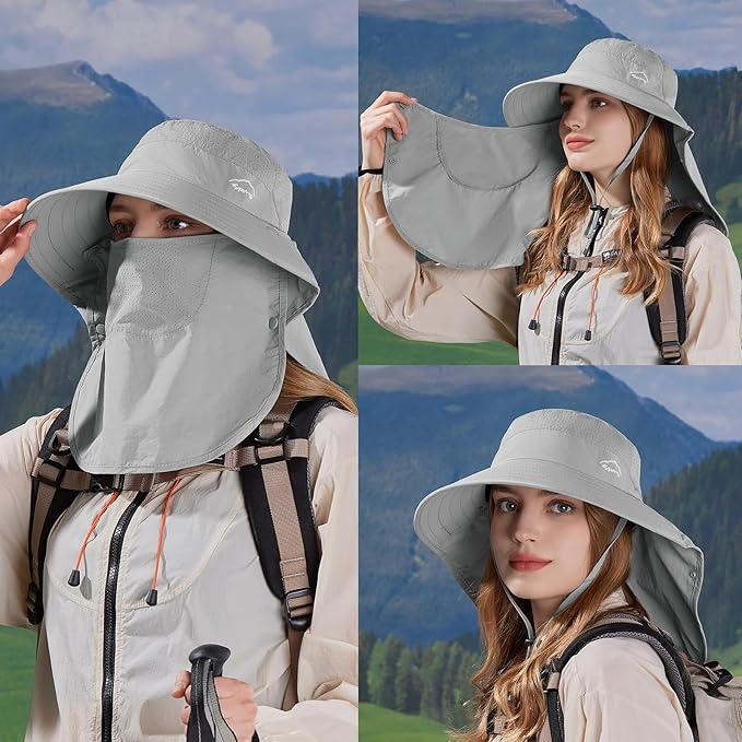 Sun Hat for Men Women with Neck Flap,UPF 50+ UV Protective Hiking Fishing Hats,Wide Brim Sun Hat for Women&Men