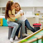 NEW IMPROVED PLASTIC MATERIAL QUALITY Collapsible Stool - Durable, Foldable, Adjustable Collapsible Seat for Outdoors, Camping, Home - Compact Portable - Versatile Telescopic Stool (Red)