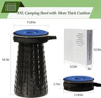 ALEVMOOM 2025 Upgraded XXL Collapsilbe Stool with Cushion,More Sturdy and Height 19.7“,D11.8”,Portable and Lightweight Adjustable Telescoping Stool for Camping Hiking BBQ Max Loading 1000Ibs