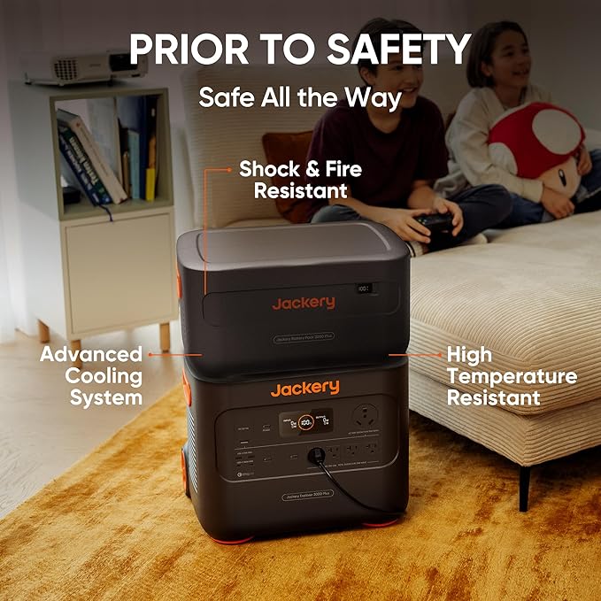 Jackery Solar Generator 2000 Plus 500W, 2042Wh LiFePO4 Battery 3000W Output, Portable Power Station with 500W Solar Panel, Fast Charging in 2H, Expandable for Outdoor RV Camping and Home Emergency