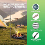 IDZO Swivel Campfire Grill – Heavy Duty Fire Pit Grill Grate, 360° Adjustable Steel Cooking Rack for Open Fire, Portable Outdoor BBQ Campfire Grate for Camping, Hiking, Backyard & Survival Cooking