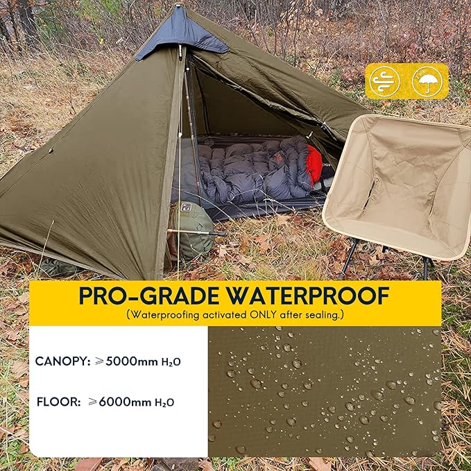 LANSHAN Ultralight Tent 3-Season Backpacking Tent for 1-Person or 2-Person Camping, Trekking, Kayaking, Climbing, Hiking