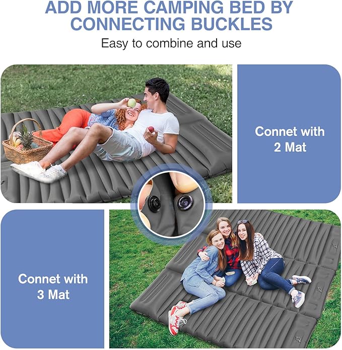 Sleeping Pad for Camping, 5" Extra-Thick Camping Mat with Pillow Built-in Foot Pump, Ultralight Inflatable Sleeping Mat for Camping, Backpacking, Hiking, Camp Tent