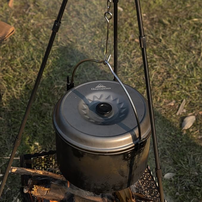 CAMPINGMOON Camping Pot 4-Quart Portable Campfire Cooking Hanging Pot Lightweight Aluminum MC-230