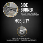 Kenmore 4-Burner BBQ Gas Grill with Searing Side Burner, Stainless Steel Propane Grill, 52,000 BTUs, Cabinet Style, Includes Warming Rack, Electronic Ignition & Stainless Steel Cooking Grates