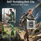 PANERGY Portable Waist Fan, 67H Runtime Wearable Fan with 4+1 Speeds, Storm Mode, 14500mAh Rechargeable Belt Fan with Dual Clip, Flashlight for Outdoor Jobsite(Grey)