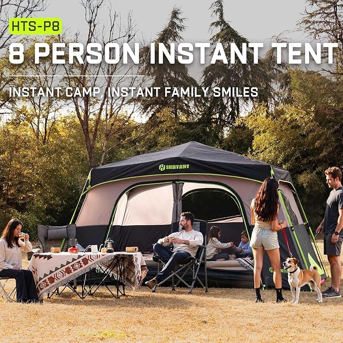 4/6/8 Person Instant Tent, Waterproof Pop Up Tents for Camping with Rainfly, 60 Seconds Easy Setup, Automatic Cabin Tent for Family Camping with Expandable Carry Bag & Upgraded Ventilation