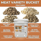 Nutristore Emergency Buckets | Premium Freeze-Dried Meats | 25-Year Shelf Life | Made in USA | Emergency Survival Food Supply | 60 Large Servings