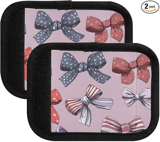 Pink Flag Bows Luggage Handle Wrap for Suitcase Luggage Tags Handle Covers Identifiers Soft Decorations Travel Accessories 2 Pack