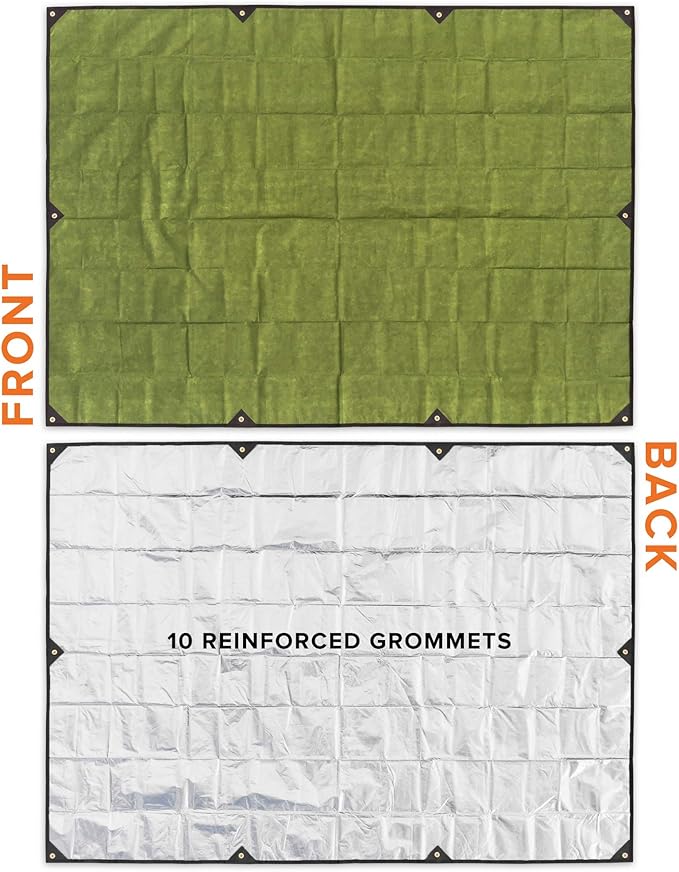 Arcturus XL Heavy Duty Survival Blanket – Insulated Reflective Thermal Camping Tarp - 8.5 FT x 12 FT (Olive Green)