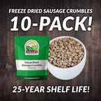 Freeze Dried Sausage Crumbles 10-Bag Bucket, 85 Oz | Premium Emergency Food Supply 25 Year Shelf Life | Prepper Supplies, Survival Food, Off Grid Living Supplies | Valley Food Storage Packaged in USA