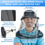South to East Premium Mosquito Head Net for Insect 1 Pack, Ultra Large & Long, Extra Fine Holes, Fly & Bug Protection Gear for Camping, Hiking, Fishing, Gardening, Safari, Fit All Hats for Men & Women