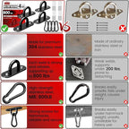 sprookber 304 Stainless Steel Pad Eye Snap Hooks, M6 Heavy Duty Ceiling Hooks, 800 lb Capacity Hammock Swing Hanging kit, Plant Hangers, Marine Hardware Staple Hook Loop with Screws, Set of 8(Black)