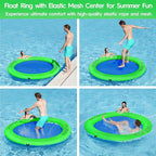 Round Floating Ring Inflatable Water Hammock Heavy Duty River Floats Lake Raft for Adults Tanning Pool Lounger Float Island Platform Pad Mat for Party