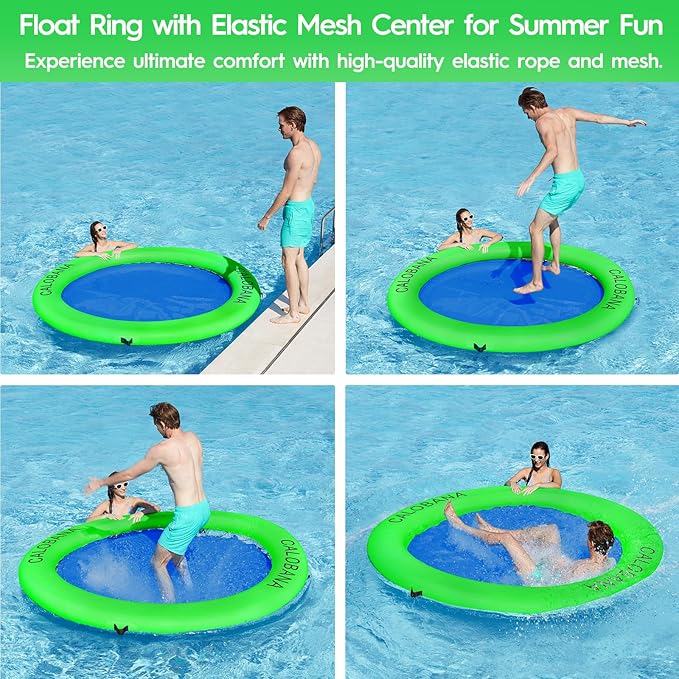 Round Floating Ring Inflatable Water Hammock Heavy Duty River Floats Lake Raft for Adults Tanning Pool Lounger Float Island Platform Pad Mat for Party